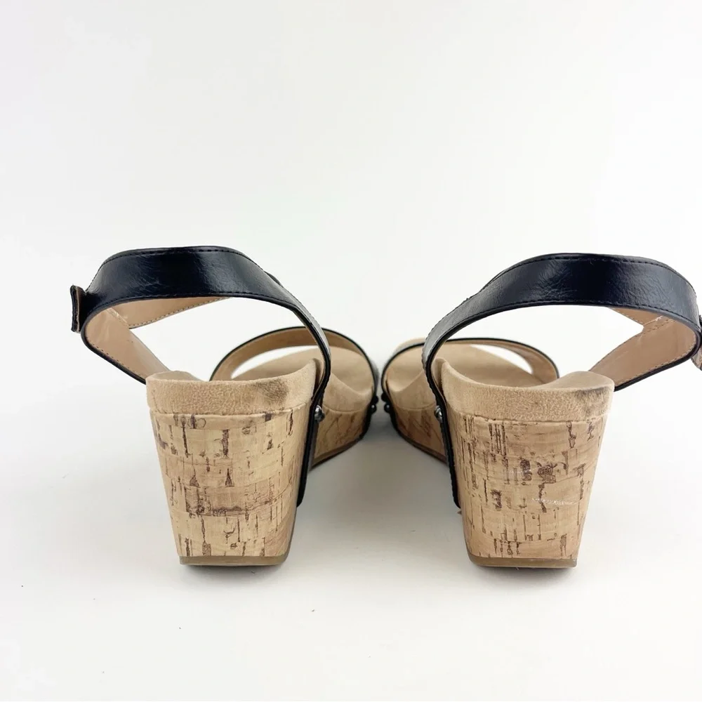 Abella True Comfort Daisy Black Cork Wedge Size 10